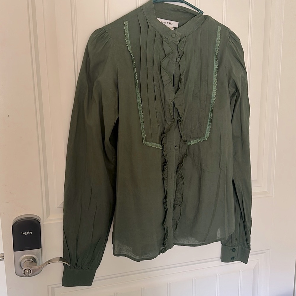 Zara green 100% cotton top